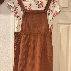 Wonder Nation 2 Piece Fall Floral Top and Brown Corduroy Dress